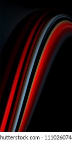 Fluid rainbow colors on black background, vector wave lines and swirls, artistic illustration for presentation, app wallpaper, banner or poster