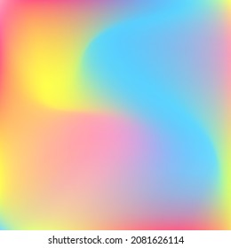 Fluid Rainbow Purple Color Happy Gradient Background. Yellow Curve Water Pastel Liquid Background. Dynamic Blurred Neon Pink Wavy Swirl Gradient Mesh. Blue Multicolor Green Light Smooth Surface.