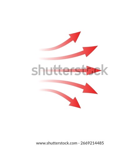 Fluid red arrows merge then diverge, illustrating intersection and flow directions with movement.