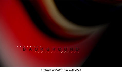 Flüssig rote Farben auf schwarzem Hintergrund, Vektorwellenlinien und -wirbel, künstlerische Illustration für die Präsentation, App-Tapete, Banner oder Poster
