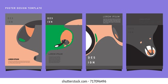 Fluid Retro color covers set. Colorful bubble shapes composition. Trendy minimal design. Eps10 vector.