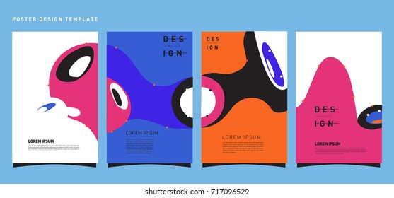 Fluid Retro color covers set. Colorful bubble shapes composition. Trendy minimal design. Eps10 vector.