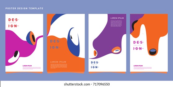 Fluid Retro color covers set. Colorful bubble shapes composition. Trendy minimal design. Eps10 vector.