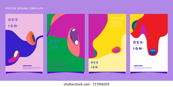 Fluid Retro color covers set. Colorful bubble shapes composition. Trendy minimal design. Eps10 vector.