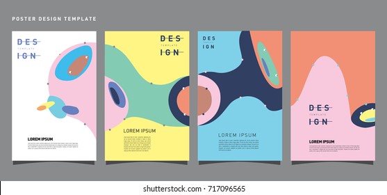 Fluid Retro color covers set. Colorful bubble shapes composition. Trendy minimal design. Eps10 vector.