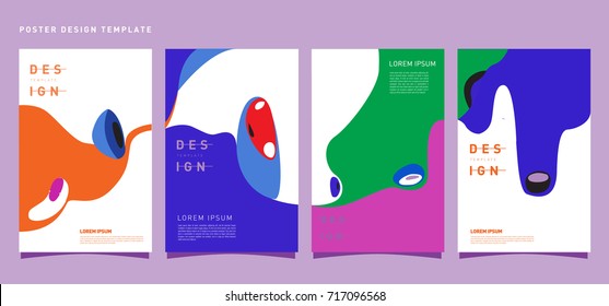 Fluid Retro color covers set. Colorful bubble shapes composition. Trendy minimal design. Eps10 vector.