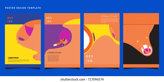 Fluid Retro color covers set. Colorful bubble shapes composition. Trendy minimal design. Eps10 vector.