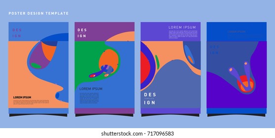 Fluid Retro color covers set. Colorful bubble shapes composition. Trendy minimal design. Eps10 vector.