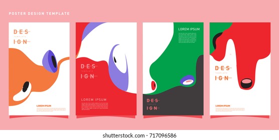Fluid Retro color covers set. Colorful bubble shapes composition. Trendy minimal design. Eps10 vector.