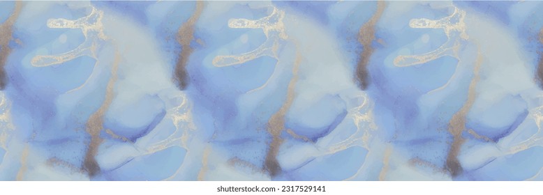 Fluid Seamless Watercolor. Luxury Copper Texture. Foil Vector Background. Alcohol Ink Canvas. Luxury Abstract Ink Painting. Gold Marble Watercolor. Vector Ink Marble. Blue Art Paint. Gold Watercolor