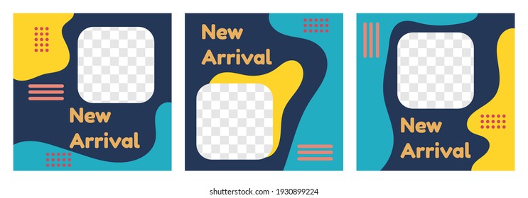 Fluid set of social media post template with memphis decorations. designs for social media, background, ads, etc.
