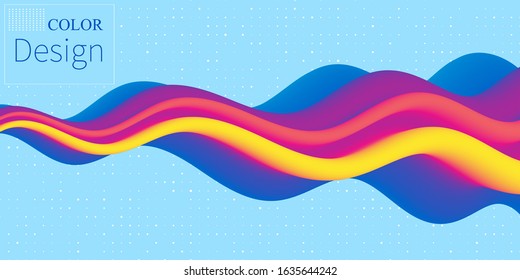 Fluid shape. Abstract flow. Trendy poster. Colorful futuristic gradient. Geometric background. 3d fluid banner.