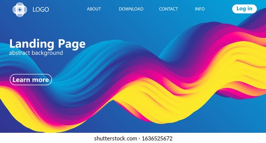 Fluid shape. Abstract flow. Trendy poster. Colorful futuristic gradient. Geometric background. 3d fluid banner.