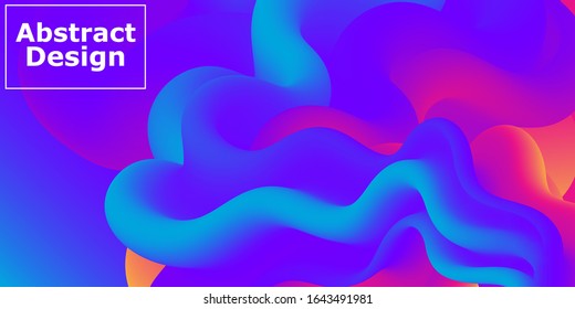 Fluid shape. Abstract flow. Trendy poster. Colorful futuristic gradient. Geometric background. 3d fluid banner.