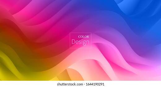 Fluid shape. Abstract flow. Trendy poster. Colorful futuristic gradient. Geometric background. 3d fluid banner.