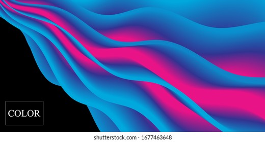 Fluid shape. Abstract flow. Trendy poster. Colorful futuristic gradient. Geometric background. 3d fluid banner.