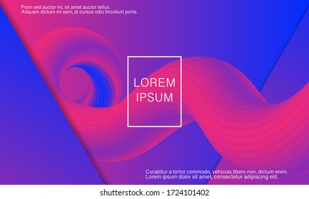 Fluid shape. Abstract flow. Trendy poster. Colorful futuristic gradient. Geometric background. 3d fluid banner.