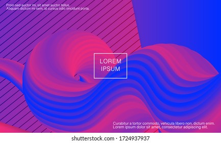 Fluid shape. Abstract flow. Trendy poster. Colorful futuristic gradient. Geometric background. 3d fluid banner.