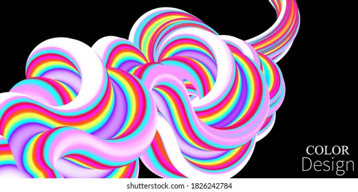 Fluid shape. Abstract flow. Trendy poster. Colorful futuristic gradient. Geometric background. 3d fluid banner.