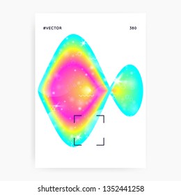 Fluid shape. Abstract frame. Futuristic background. Creative layered hologram. Soft flyer. Modern holographic gradient, blur, mesh, blend. Fluid shape with dynamic elements.