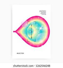 Fluid shape. Abstract layered hologram. Soft invitation. Modern holographic gradient, blur, mesh, blend. Futuristic background. Rainbow magazine. Fluid shape with dynamic elements.