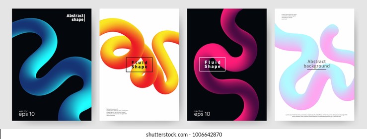 Fluid shape background. Abstract liquid shapes for poster, brochure background. Set of dynamic and modern covers. Vector