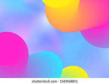 Fluid shape. Bright card, banner design. Holographic 3d backdrop with modern trendy blend. Vivid gradient mesh. Fluid shape background with liquid dynamic elements.