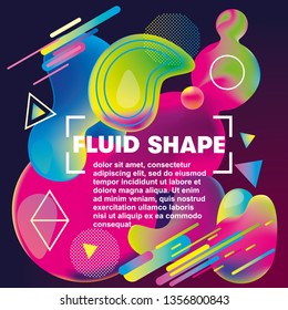 Fluid shape bright gradient colors. Concept design. Fluid drops Design Element. Abstract Background. Vector Illustration