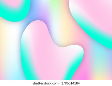 Fluid shape. Bright report, book composition. Vivid gradient mesh. Holographic 3d backdrop with modern trendy blend. Fluid shape background with liquid dynamic elements.