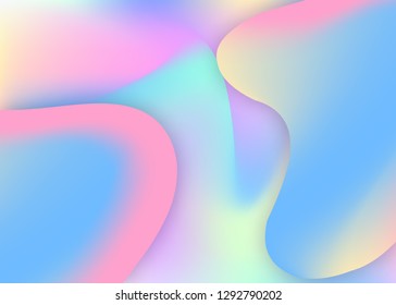 Fluid shape. Business card, report template. Vivid gradient mesh. Holographic 3d backdrop with modern trendy blend. Fluid shape background with liquid dynamic elements.