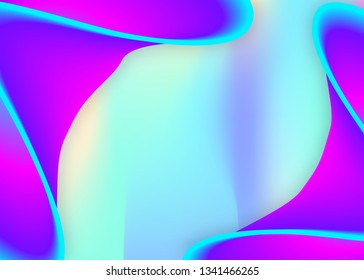 Fluid shape. Cosmic card, banner design. Holographic 3d backdrop with modern trendy blend. Vivid gradient mesh. Fluid shape background with liquid dynamic elements.