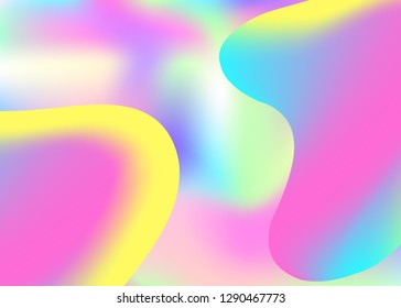 Fluid shape. Cosmic invitation, poster layout. Vivid gradient mesh. Holographic 3d backdrop with modern trendy blend. Fluid shape background with liquid dynamic elements.