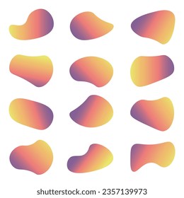 fluid shape design Set of isolated abstract aqua spot with gradient or dynamic color Abstract grad