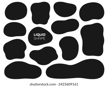 Fluid shape frame illustration set monochrome