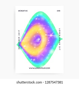 Fluid shape. Futuristic background. Cool layered hologram. Soft invitation. Modern holographic gradient, blur, mesh, blend. Cool frame. Fluid shape with dynamic elements.