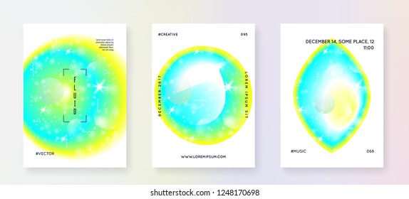 Fluid shape. Futuristic background. Psychedelic template. Cosmic layered hologram. Soft poster. Modern holographic gradient, blur, mesh, blend. Fluid shape with dynamic elements.