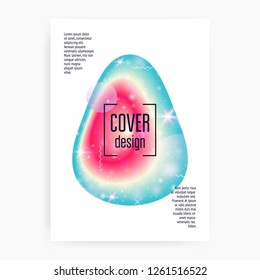 Fluid shape. Futuristic background. Trendy magazine. Cosmic layered hologram. Soft banner. Modern holographic gradient, blur, mesh, blend. Fluid shape with dynamic elements.