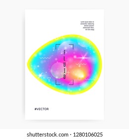 Fluid shape. Geometric composition. Futuristic background. Psychedelic layered hologram. Soft banner. Modern holographic gradient, blur, mesh, blend. Fluid shape with dynamic elements.