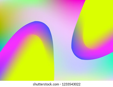 Fluid shape. Holographic 3d backdrop with modern trendy blend. Vivid gradient mesh. Futuristic report, invitation frame. Fluid shape background with liquid dynamic elements.