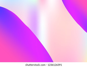 Fluid shape. Holographic 3d backdrop with modern trendy blend. Vivid gradient mesh. Neon magazine, presentation layout. Fluid shape background with liquid dynamic elements.
