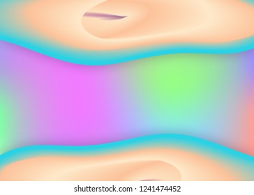 Fluid shape. Holographic 3d backdrop with modern trendy blend. Vivid gradient mesh. Wavy flyer, card design. Fluid shape background with liquid dynamic elements.