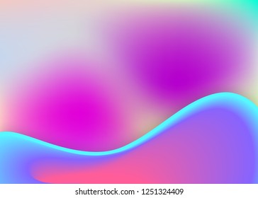 Fluid shape. Holographic 3d backdrop with modern trendy blend. Wavy card, book layout. Vivid gradient mesh. Fluid shape background with liquid dynamic elements.