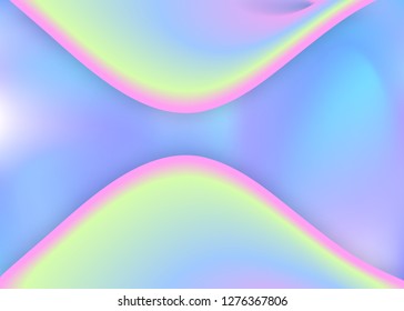 Fluid shape. Holographic 3d backdrop with modern trendy blend. Vivid gradient mesh. Round cover, report template. Fluid shape background with liquid dynamic elements.