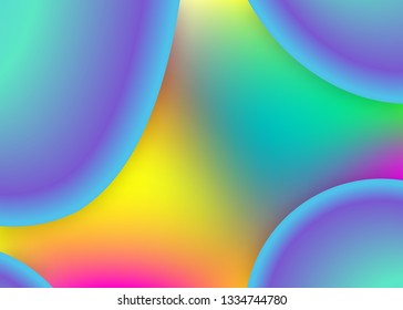 Fluid shape. Holographic 3d backdrop with modern trendy blend. Vivid gradient mesh. Soft flyer, cover design. Fluid shape background with liquid dynamic elements.