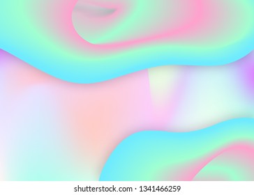 Fluid shape. Holographic 3d backdrop with modern trendy blend. Vivid gradient mesh. Magic certificate, banner design. Fluid shape background with liquid dynamic elements.