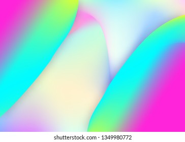 Fluid shape. Holographic 3d backdrop with modern trendy blend. Vivid gradient mesh. Minimal wallpaper, invitation template. Fluid shape background with liquid dynamic elements.