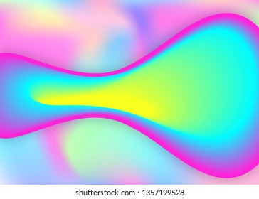 Fluid shape. Holographic 3d backdrop with modern trendy blend. Vivid gradient mesh. Minimalist magazine, card template. Fluid shape background with liquid dynamic elements.
