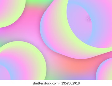 Fluid shape. Holographic 3d backdrop with modern trendy blend. Colorful flyer, report design. Vivid gradient mesh. Fluid shape background with liquid dynamic elements.