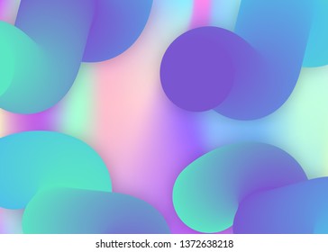 Fluid shape. Holographic 3d backdrop with modern trendy blend. Vivid gradient mesh. Psychedelic book, banner design. Fluid shape background with liquid dynamic elements.