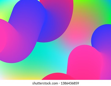Fluid shape. Holographic 3d backdrop with modern trendy blend. Molecular magazine, report frame. Vivid gradient mesh. Fluid shape background with liquid dynamic elements.